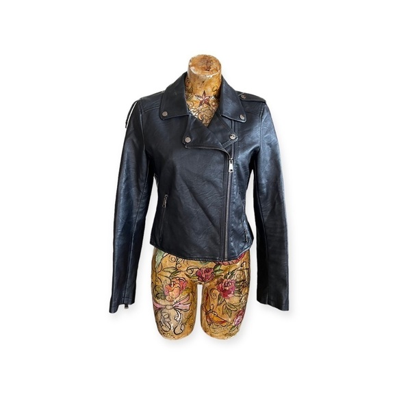 Mulaya pleather black jacket Large grunge Y2K grunge goth - Picture 1 of 11